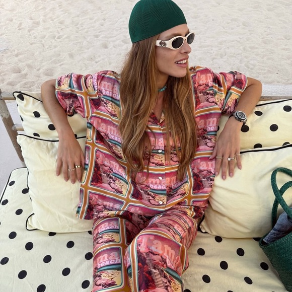 Zimmermann Tops - Zimmermann silk satin wonderland poster boxy shirt